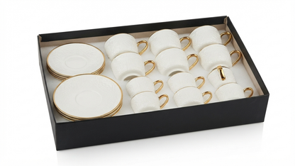 Service Duo "Blanche Or" – Grand & Petit Service (Tasses et Soucoupes)