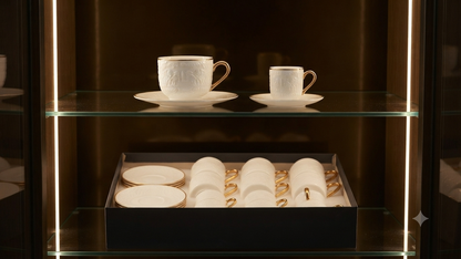 Service Duo "Blanche Or" – Grand & Petit Service (Tasses et Soucoupes)