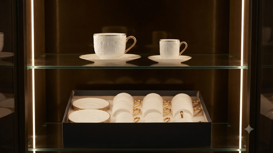 Service Duo "Blanche Or" – Grand & Petit Service (Tasses et Soucoupes)