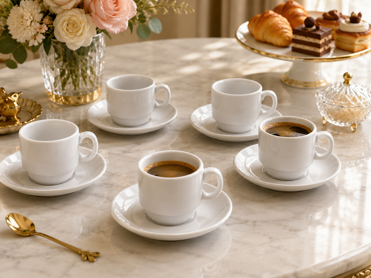 Service à Café "Purity" – Blanc Épuré (Modèle Petit / Expresso)