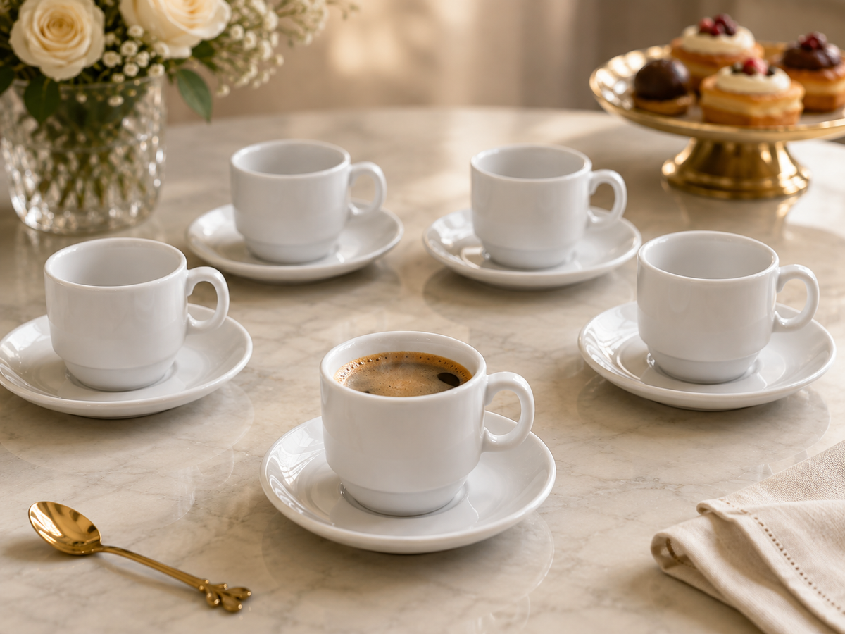 Service à Café "Purity" – Blanc Épuré (Modèle Petit / Expresso)