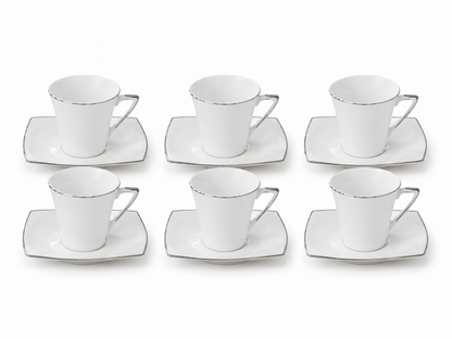 Service à Café "Carré Argenté" – Porcelaine & Finitions Argentées