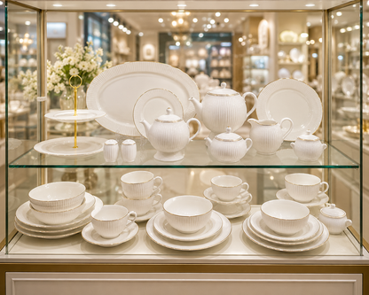Service de Table Prestigieux "Éclat Doré" en Porcelaine – 60 Pièces