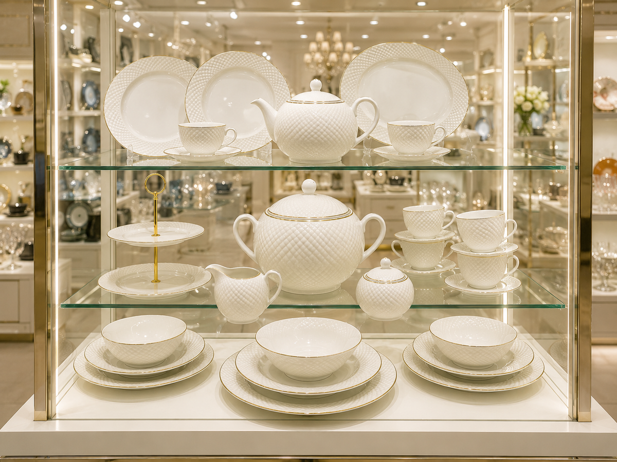 Service de Table Prestigieux "Diamant Blanc" en Porcelaine – 60 Pièces