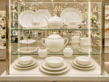 Service de Table Prestigieux "Diamant Blanc" en Porcelaine – 60 Pièces