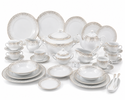 Service de Table Prestigieux "Éclat d'Or Impérial" L’Excellence de la Porcelaine Tunisienne (72 pièces)