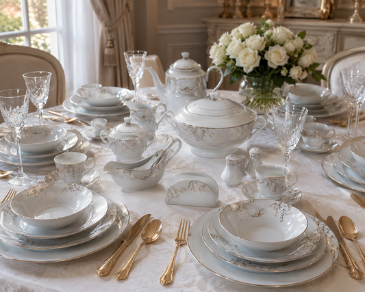 Service de Table Prestigieux "Impérial" L’Excellence de la Porcelaine Tunisienne (72 pièces)