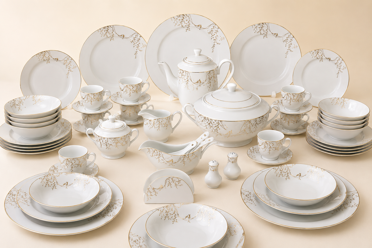 Service de Table Prestigieux "Impérial" L’Excellence de la Porcelaine Tunisienne (72 pièces)