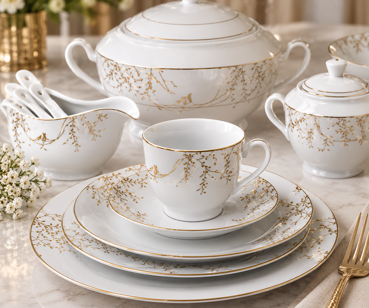 Service de Table Prestigieux "Impérial" L’Excellence de la Porcelaine Tunisienne (72 pièces)