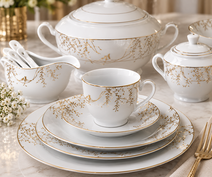 Service de Table Prestigieux "Impérial" L’Excellence de la Porcelaine Tunisienne (72 pièces)