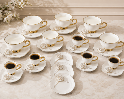 Service Café Duo fleur : L’Élégance de l’Instant Partagé