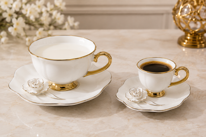 Service Café Duo fleur : L’Élégance de l’Instant Partagé