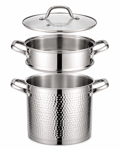 Couscoussière AMS ROYAL - Inox 18/10 Martelé - Compatible Induction