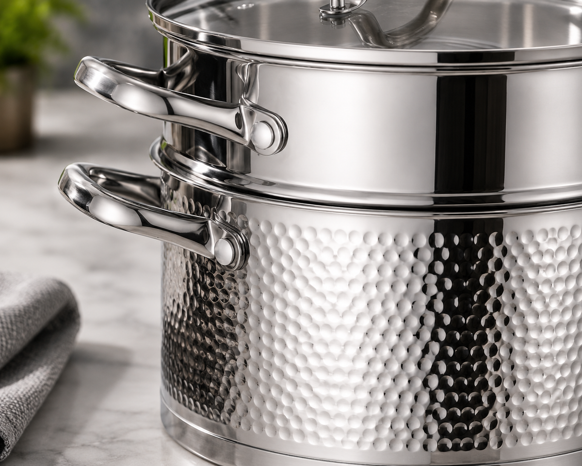 Couscoussière AMS ROYAL - Inox 18/10 Martelé - Compatible Induction
