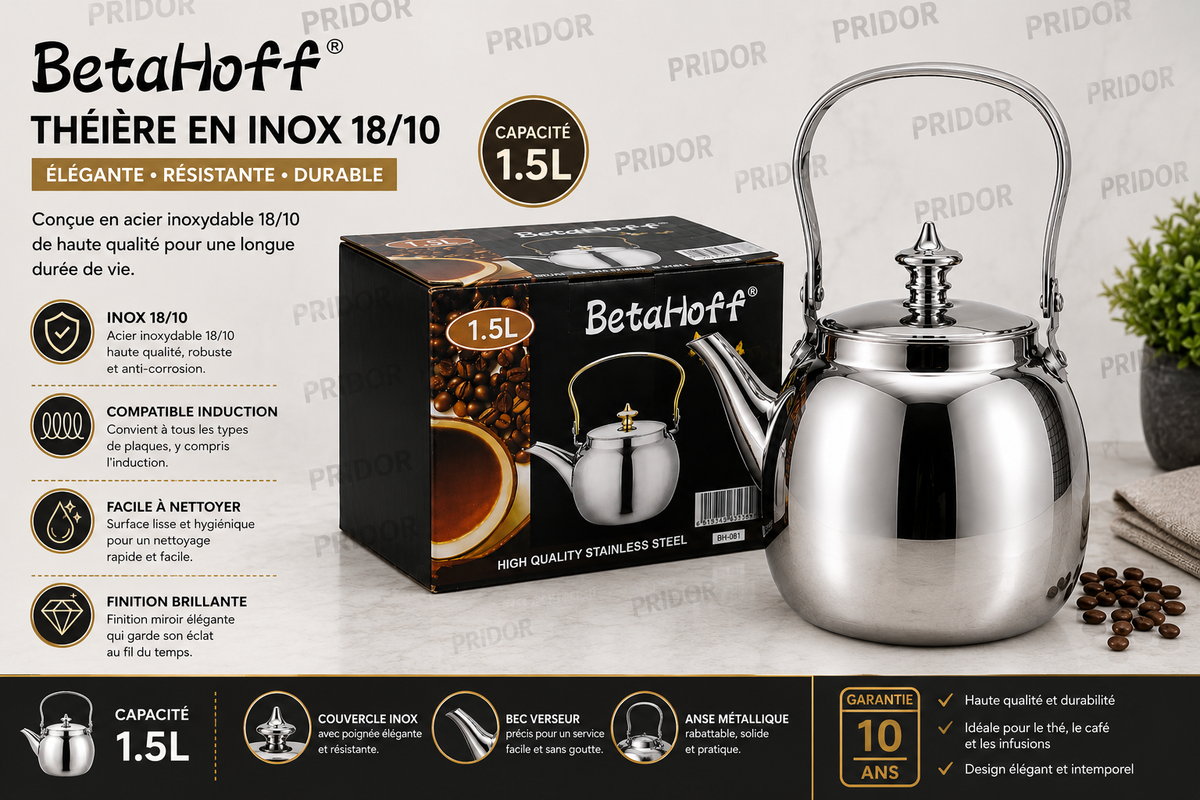 Théière en Inox de Haute Qualité Betahoff - Élégance et Durabilité au Quotidien