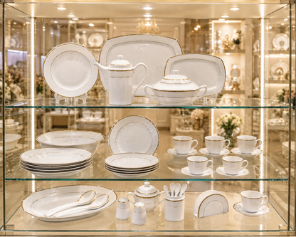 Service de Table Prestigieux "Carthage" L’Excellence de la Porcelaine Tunisienne (62 pièces)