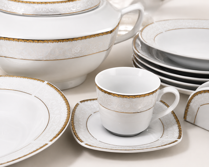 Service de Table Prestigieux "Carthage" L’Excellence de la Porcelaine Tunisienne (62 pièces)