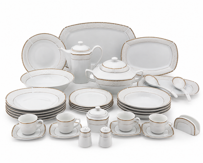 Service de Table Prestigieux "Carthage" L’Excellence de la Porcelaine Tunisienne (62 pièces)