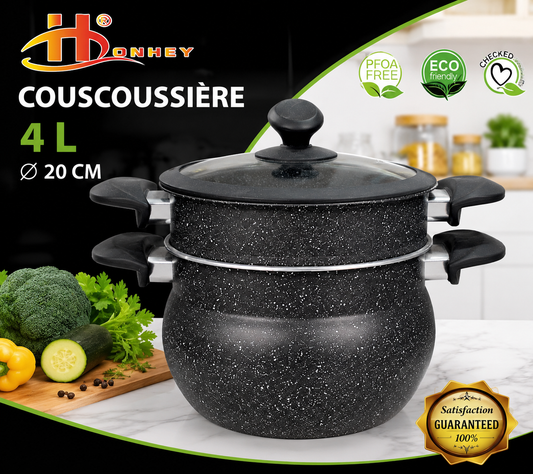 Couscoussière Granite IDONHEY – 4L – 20 cm – Design Moderne & Cuisson Saine