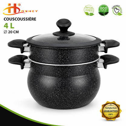 Couscoussière Granite IDONHEY – 4L – 20 cm – Design Moderne & Cuisson Saine