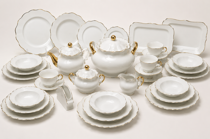 Service de Table Prestigieux "Éclat Impérial" en Porcelaine – 62 Pièces