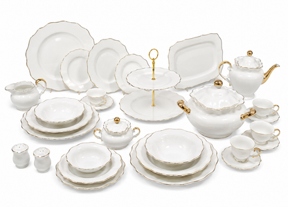 Service de Table Prestigieux "Éclat Impérial" en Porcelaine – 60 Pièces