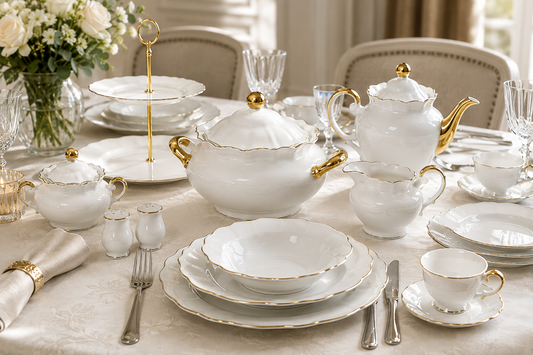 Service de Table Prestigieux "Éclat Impérial" en Porcelaine – 60 Pièces
