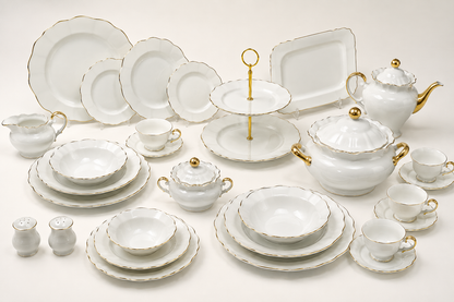 Service de Table Prestigieux "Éclat Impérial" en Porcelaine – 60 Pièces