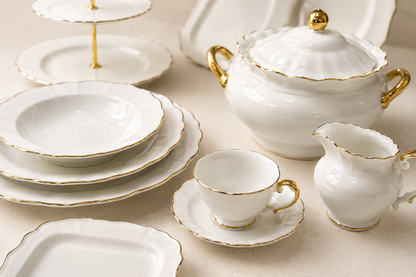 Service de Table Prestigieux "Éclat Impérial" en Porcelaine – 60 Pièces