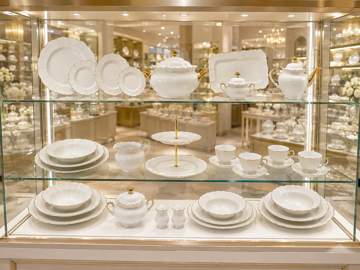 Service de Table Prestigieux "Éclat Impérial" en Porcelaine – 60 Pièces