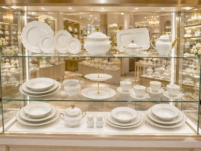 Service de Table Prestigieux "Éclat Impérial" en Porcelaine – 60 Pièces