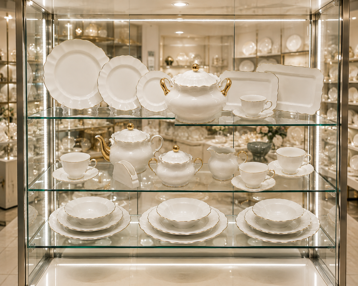 Service de Table Prestigieux "Éclat Impérial" en Porcelaine – 62 Pièces