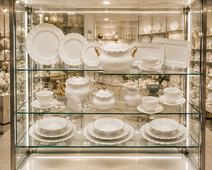 Service de Table Prestigieux "Éclat Impérial" en Porcelaine – 62 Pièces