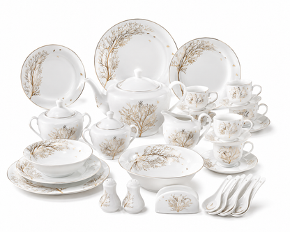 Service de Table Prestigieux "Éclat d'Oasis" L’Excellence de la Porcelaine Tunisienne (72 pièces)