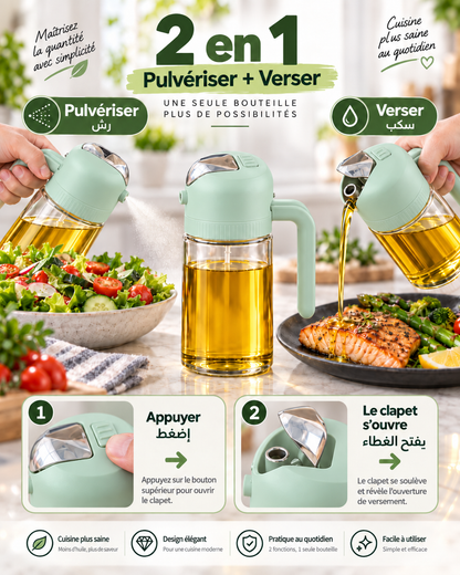 Pulvérisateur & Distributeur d'Huile 2-en-1 (Ensemble Duo 300 ml & 630 ml)