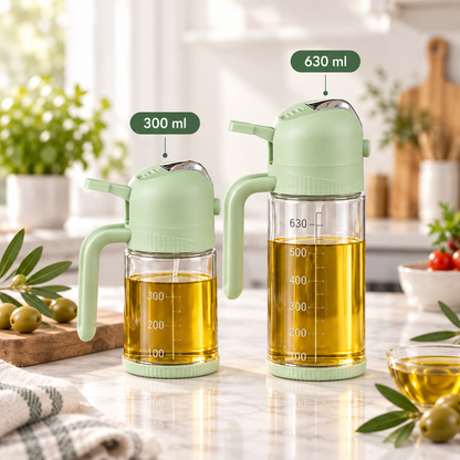 Pulvérisateur & Distributeur d'Huile 2-en-1 (Ensemble Duo 300 ml & 630 ml)