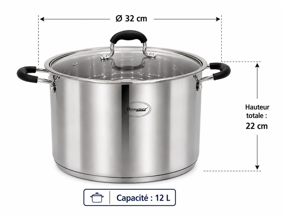 Marmite Professionnelle Rossner – Inox Haute Qualité, 12 Litres