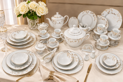Service de Table Prestigieux "Reflet Impérial" L’Excellence de la Porcelaine Tunisienne (72 pièces)