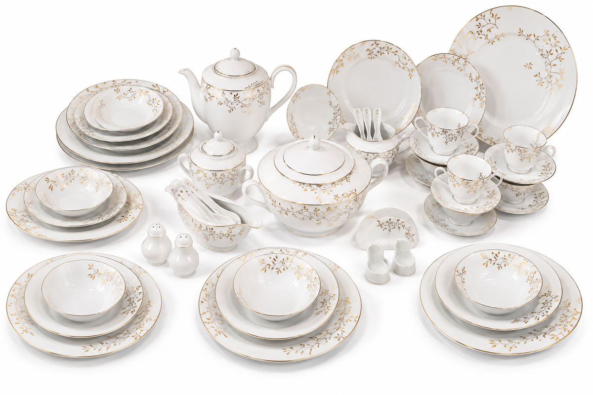 Service de Table Prestigieux "Reflet Impérial" L’Excellence de la Porcelaine Tunisienne (72 pièces)