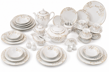 Service de Table Prestigieux "Reflet Impérial" L’Excellence de la Porcelaine Tunisienne (72 pièces)
