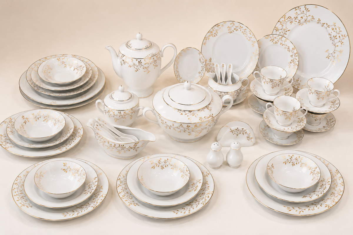 Service de Table Prestigieux "Reflet Impérial" L’Excellence de la Porcelaine Tunisienne (72 pièces)