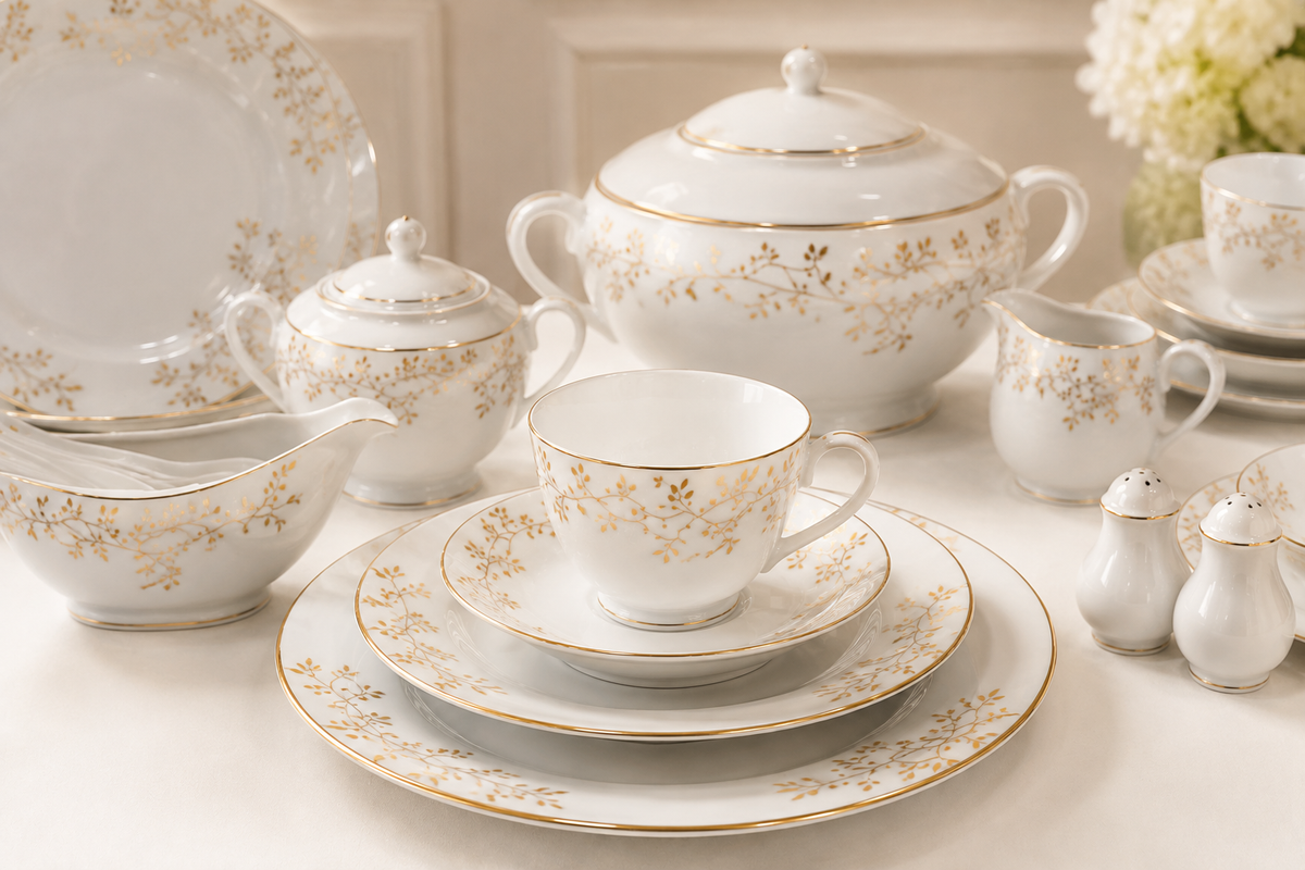 Service de Table Prestigieux "Reflet Impérial" L’Excellence de la Porcelaine Tunisienne (72 pièces)