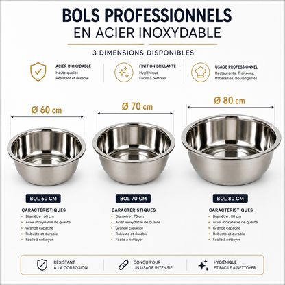 Bols Professionnels en Acier Inoxydable – Haute Performance pour Cuisine Intensive