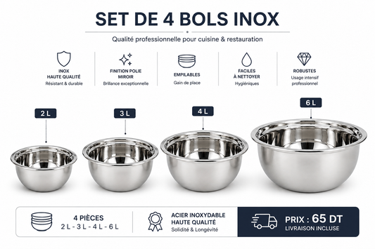 Set de 4 Bols (acier inoxydable)