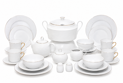 Service de Table Prestigieux "Sillage Martelé" L’Excellence de la Porcelaine Tunisienne (60 pc ou 107 pc)