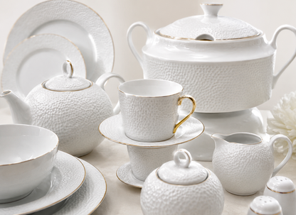 Service de Table Prestigieux "Sillage Martelé" L’Excellence de la Porcelaine Tunisienne (60 pc ou 107 pc)
