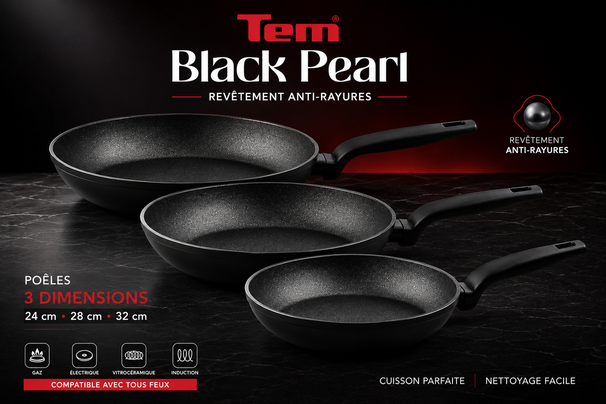 Tem Poele Black Pearl  (24cm ou 28cm ou 32cm)
