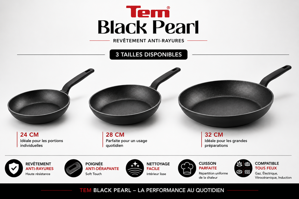 Tem Poele Black Pearl  (24cm ou 28cm ou 32cm)