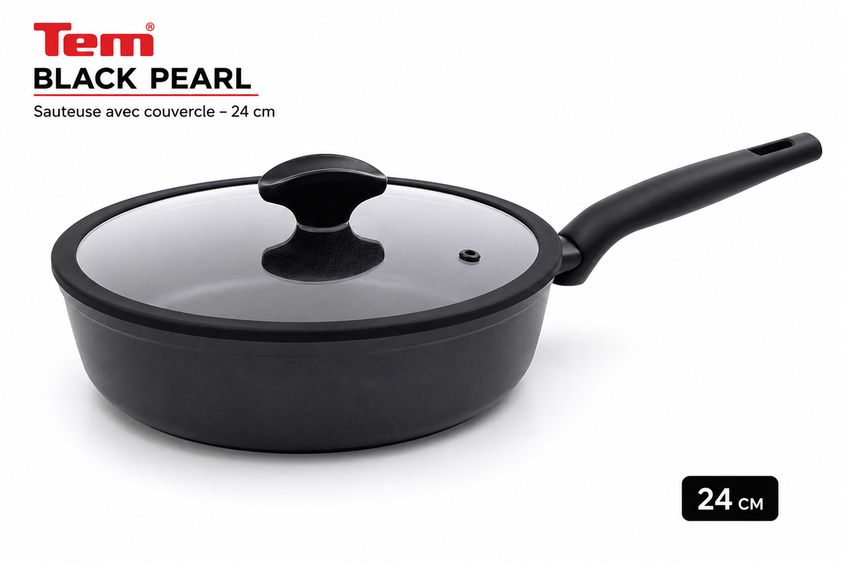 Tem Sauteuse avec couvercle Black Pearl 24 cm