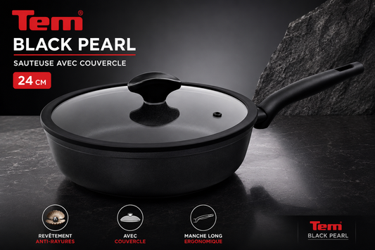 Tem Sauteuse avec couvercle Black Pearl 24 cm